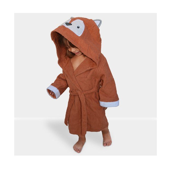 Narancssárga pamut gyerek fürdőköpeny L Fox - Rocket Baby-image-3