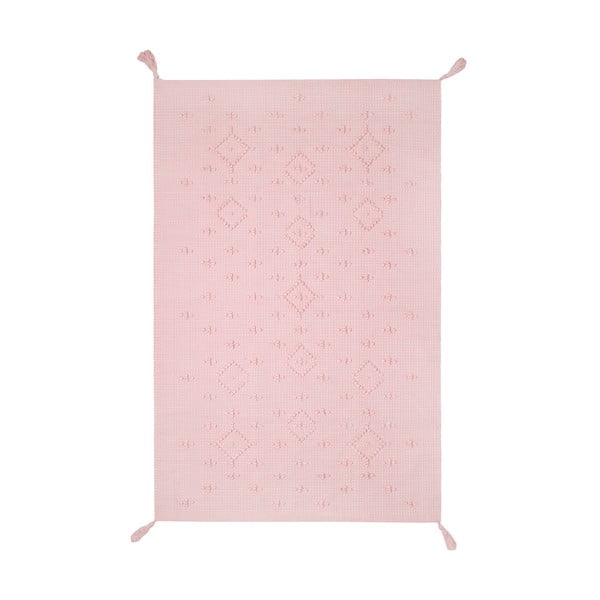 Rózsaszín kézzel készített pamutszőnyeg, 110 x 150 cm - Nattiot