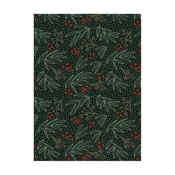 Winter Floral 5 ív fekete-zöld csomagolópapír, 50 x 70 cm - eleanor stuart