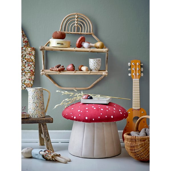 Piros-fehér bársony gyerek puff Lue - Bloomingville Mini-image-3