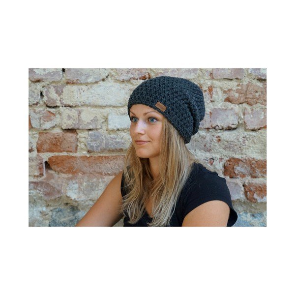 Night sötétszürke kézzel horgolt sapka - DOKE-image-3