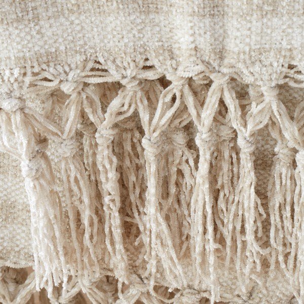 Bézs bársony takaró 130x170 cm Stripe Chenille – Catherine Lansfield-image-1