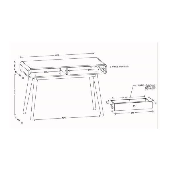 Íróasztal 50x120 cm Cassie – Støraa-image-1