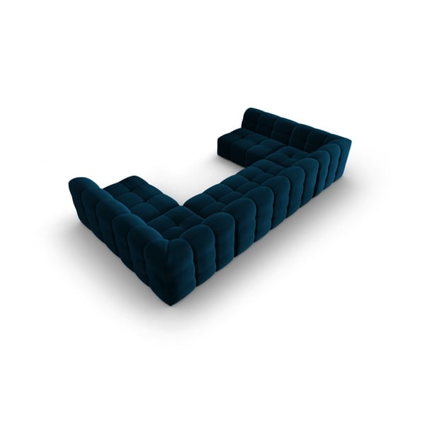 Sötétkék bársony sarokkanapé ("U" alakú) Kendal – Micadoni Home-image-4