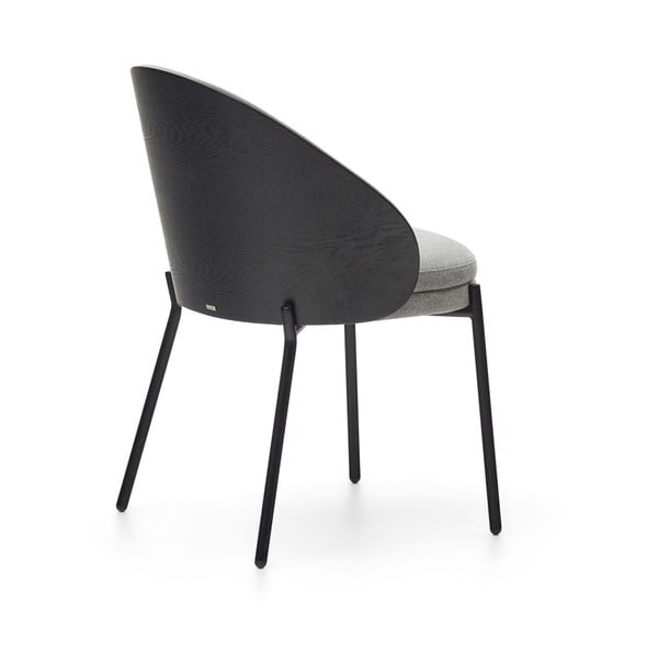 Fekete-szürke kárpitozott étkezőfotel Eamy – Kave Home-image-4