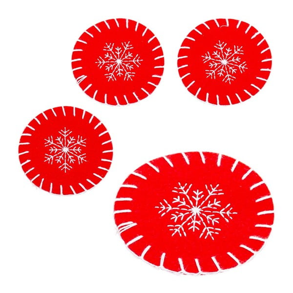 Piros poháralátét szett karácsonyi mintával 4 db-os – Casa Selección-image-1