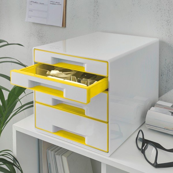 WOW CUBE fehér-sárga 4 fiókos doboz - Leitz-image-1