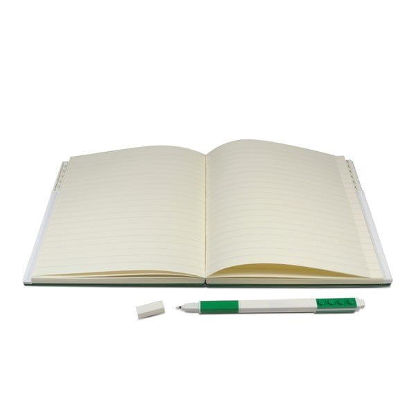 Palackzöld négyszögletes jegyzetfüzet zselés tollal, 15,9 x 15,9 cm - LEGO®-image-1