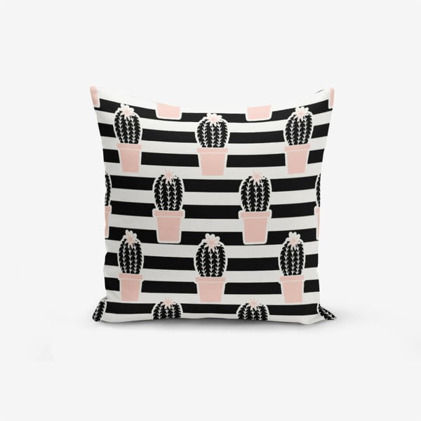 Black Striped Cactus pamutkeverék párnahuzat, 45 x 45 cm - Minimalist Cushion Covers