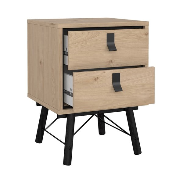 Natúr színű éjjeliszekrény tölgyfa dekorral Ry – Tvilum-image-4