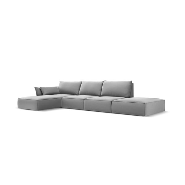 Világosszürke bársony sarokkanapé (bal oldali-heverő résszel) Vanda – Mazzini Sofas-image-2
