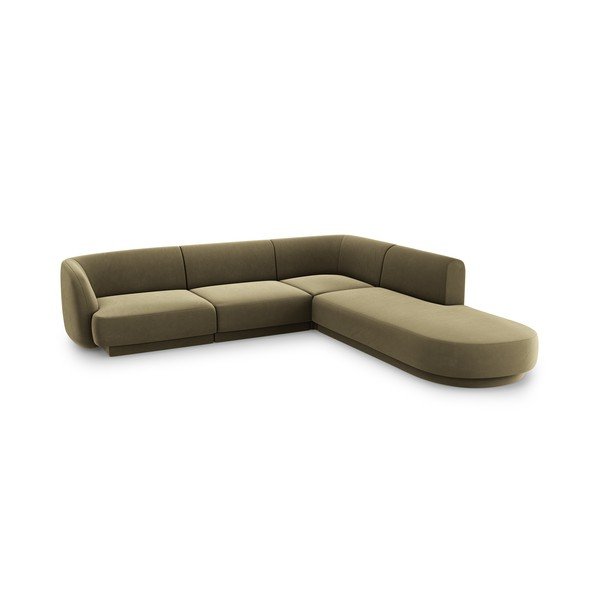 Zöld bársony sarokkanapé (jobb oldali) Miley  – Micadoni Home-image-3