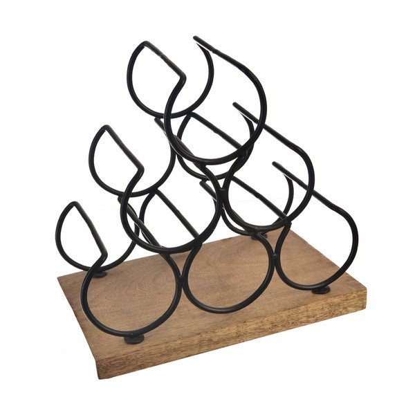 Fa-fém bortartó állvány palackok száma 6 Black – Orion