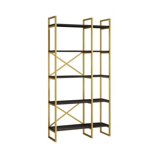 Fekete-aranyszínű polcos állvány 87,5x175 cm Monica – Kalune Design