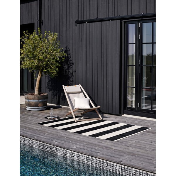 Fekete-fehér kültéri-beltéri futószőnyeg 70x225 cm Bob Black Vanilla – Pappelina-image-2