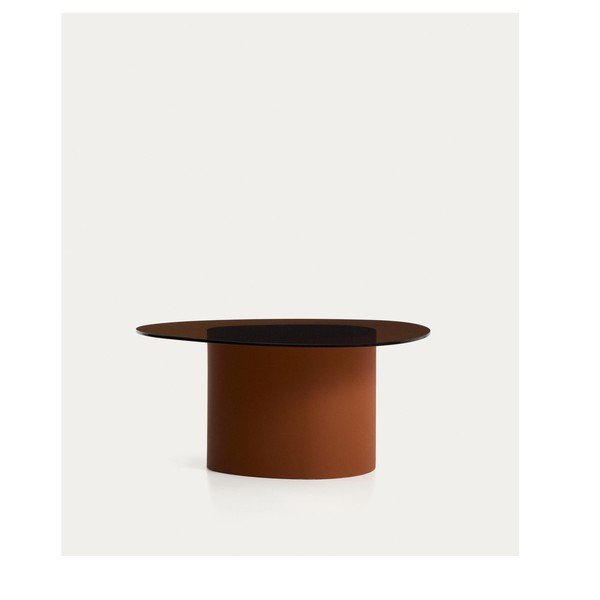 Barna dohányzóasztal üveg asztallappal 74x81,5 cm Olir – Kave Home-image-3