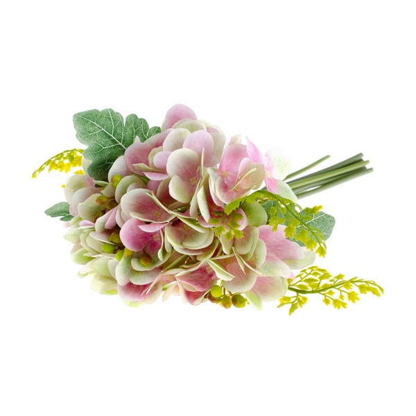 Rózsaszín hortenzia és páfrány művirág - Dakls