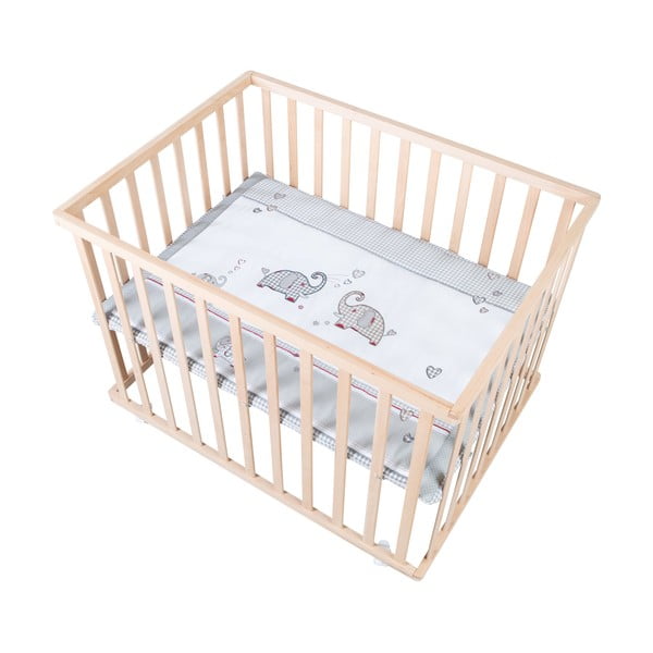 Natúr színű gurulós járóka 100x75 cm Jumbo Twins – Roba