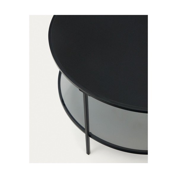 Fekete kerek dohányzóasztal üveg asztallappal ø 80 cm Gilda – Kave Home-image-1