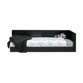 Connect fekete egyszemélyes borovi fenyő ágy, 90 x 200 cm - WOOOD