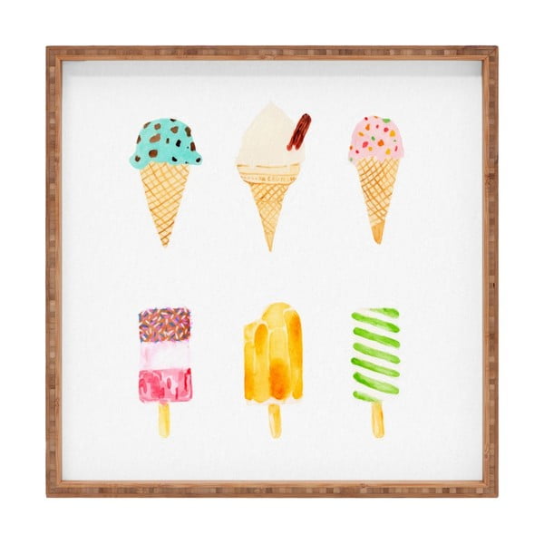 Ice Cream dekoratív fatálca, 40 x 40 cm