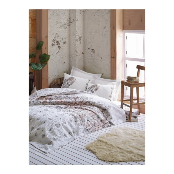 Harley Beige ágytakaró, lepedő és 2 párnahuzat szett ranforce pamutból, 220 x 230 cm