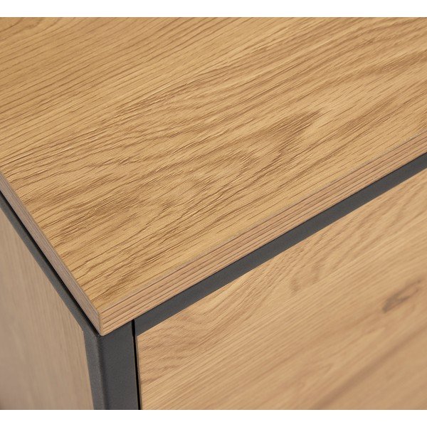 Natúr színű komód tölgyfa dekorral 104,5x80x45 cm Cesura – Unique Furniture-image-3