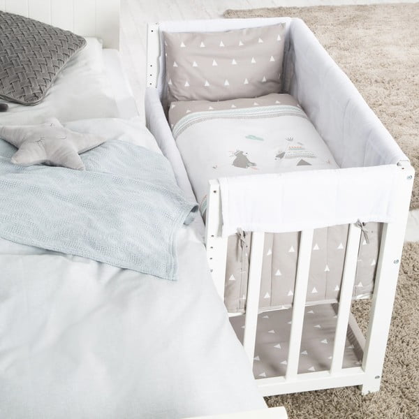 Fehér bölcső tárolóhellyel és baldachinnal 90x45 cm Indibär – Roba-image-3