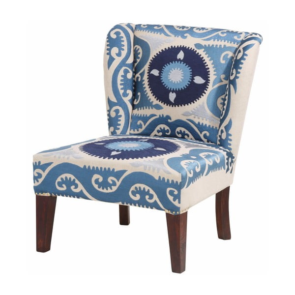 Johnson kék mintás fotel mangófa lábakkal - Støraa