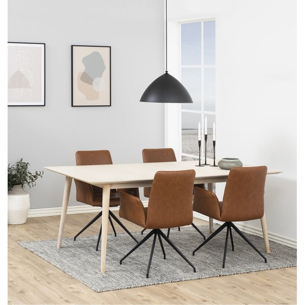 Konyakbarna kárpitozott karfás étkezőfotel Naya – Actona-image-1