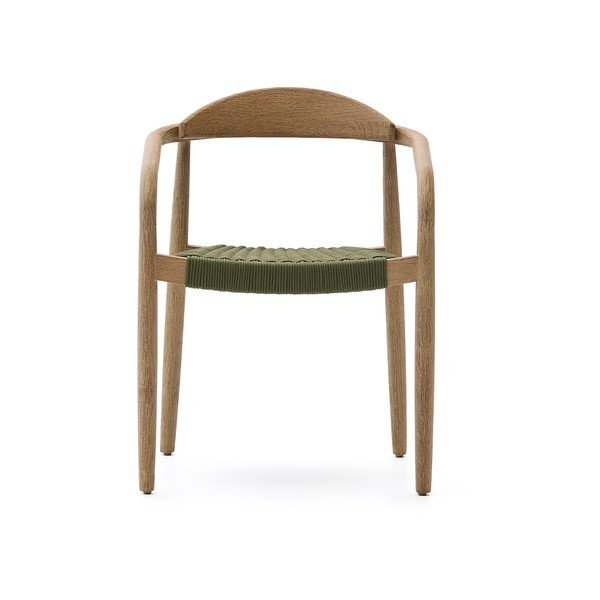 Zöld-natúr színű tömörfa étkezőfotel Nina – Kave Home-image-2