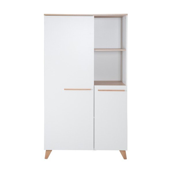 Fehér gyerek ruhásszekrény tölgyfa dekorral 52x180x180 cm Léon – Roba