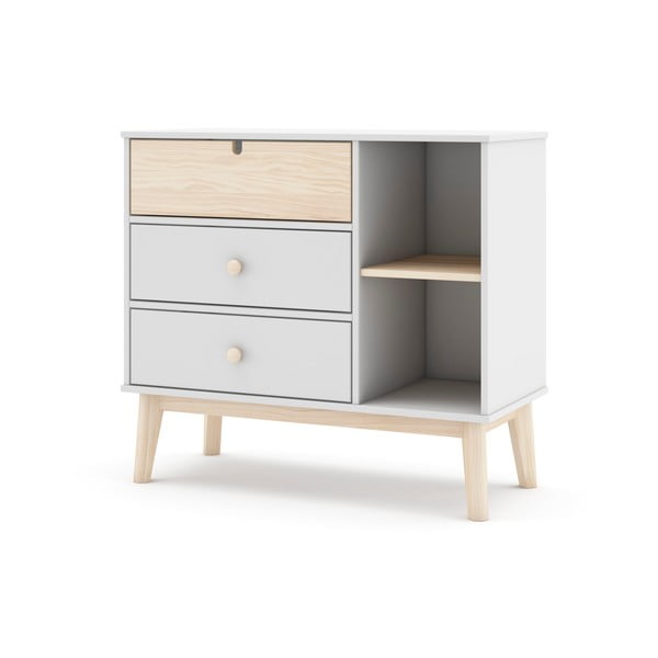 Fehér alacsony gyerek komód 90x40 cm Estefania – Marckeric-image-4
