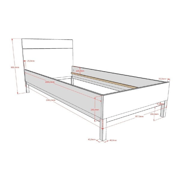 Fehér borovi fenyő gyerekágy ágyrács nélkül 90x200 cm Eva – Vipack-image-2