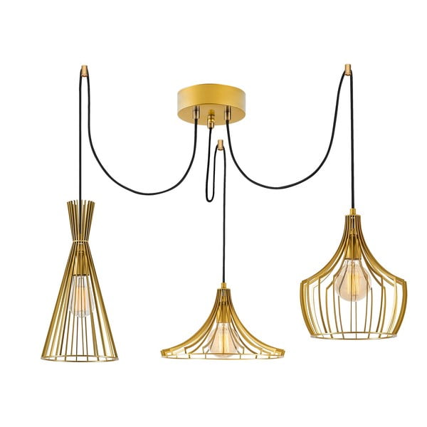 Aranyszínű függőlámpa fém búrával Mezopotamya – Opviq lights-image-2