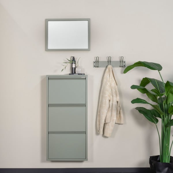 Szürkészöld fém billenő ajtós cipőtartó 50x103x15 cm Billy – Spinder Design-image-1