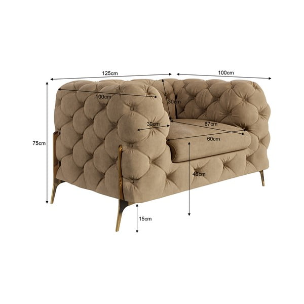 Világosbarna bársony fotel Chelsea Bis – Ropez-image-3