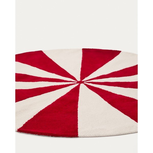 Piros-fehér pamutkeverék gyerek szőnyeg ø100 cm Wirla – Kave Home-image-3