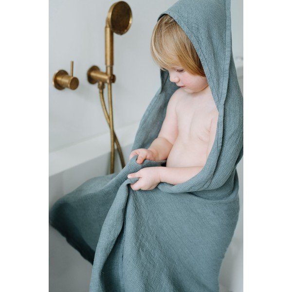 Waffle szürke kapucnis gyerek törölköző, 100 x 100 cm - Linen Tales-image-3