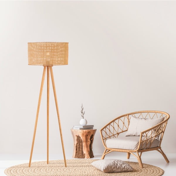Rattan állólámpa, magasság 145 cm - SULION-image-1