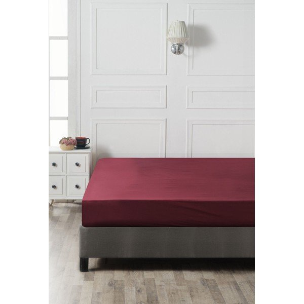 Borvörös gumis pamut lepedő 140x200 cm – Mijolnir-image-2