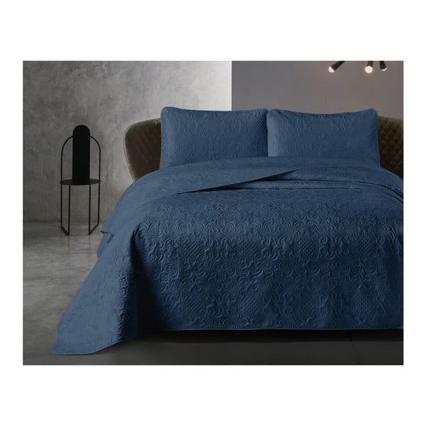 Velvet Clara kék mikroperkál ágytakaró két párnahuzattal, 250 x 260 cm - Dreamhouse