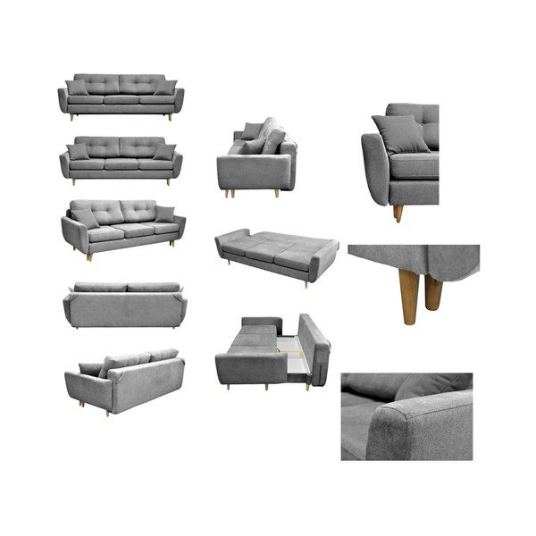 Rose szürke kihúzható kanapé világos lábakkal - Mazzini Sofas-image-1