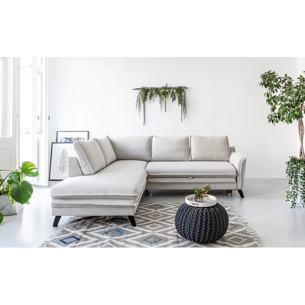 Charming Charlie L világosbézs kinyitható sarokkanapé, bal oldali - Miuform-image-1