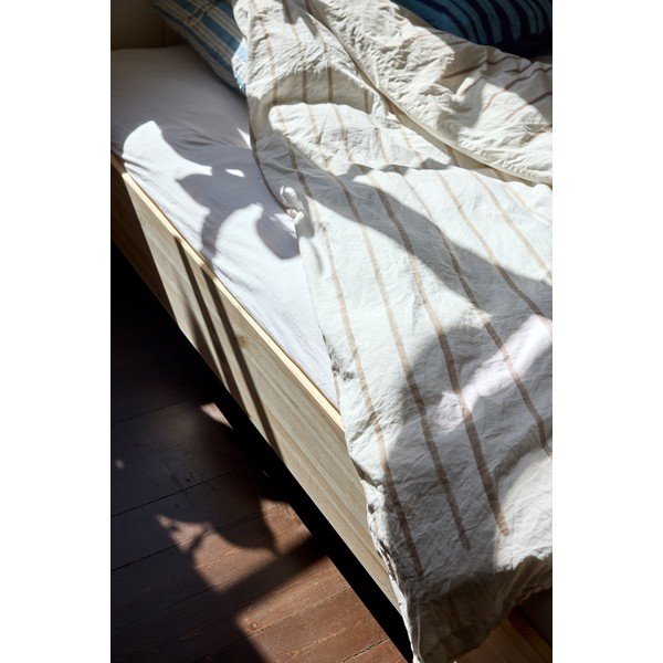 Natúr színű borovi fenyő franciaágy ágyráccsal 140x200 cm Merge – Karup Design-image-4