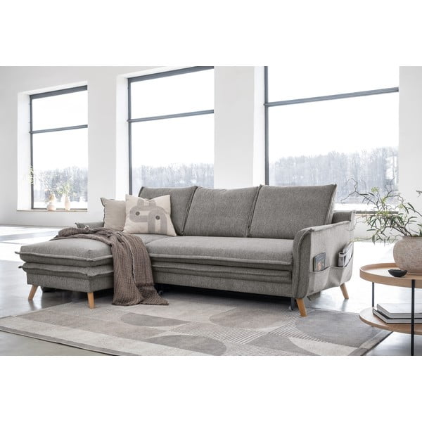 Szürke kinyitható sarokkanapé (bal oldali) Charming Charlie – Miuform-image-3