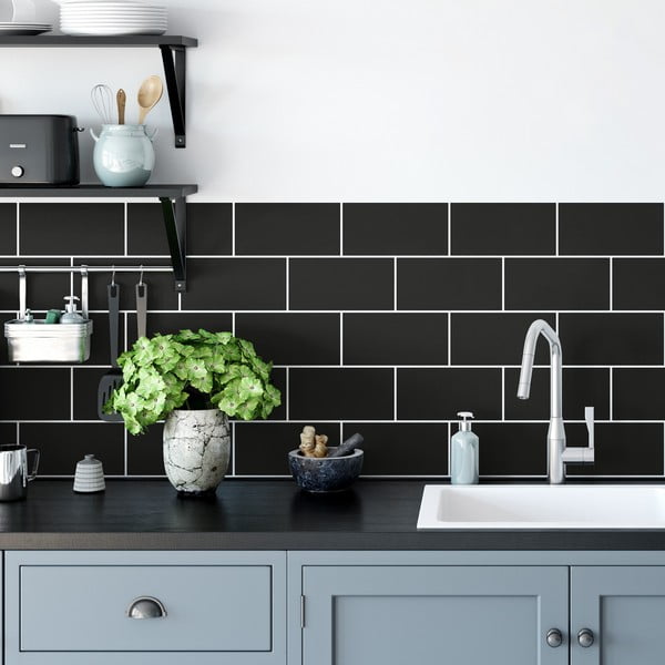 Csempematrica szett 30 db-os 20x10 cm Subway Tiles Black – Ambiance-image-1