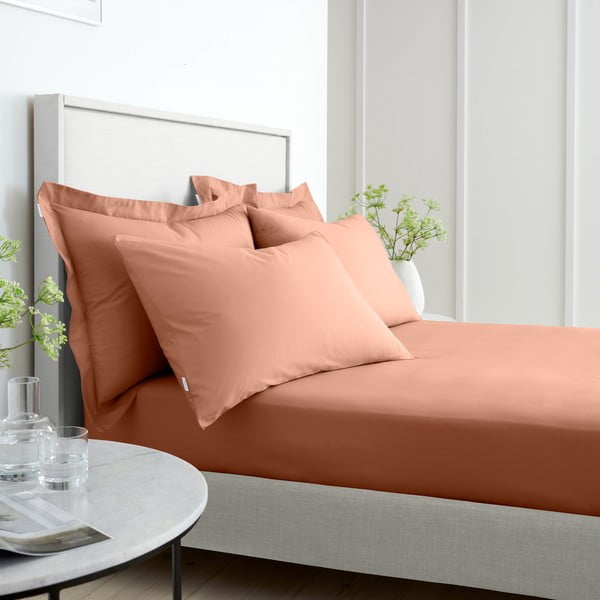 Terrakotta színű gumis pamut-perkál lepedő 90x190 cm Cotton Percale – Bianca-image-1