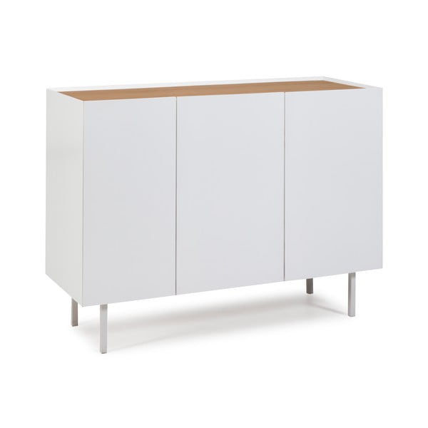 Fehér alacsony komód tölgyfa dekorral 110x85 cm Arista – Teulat-image-2