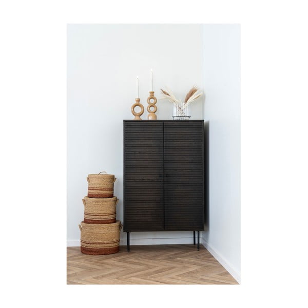 Sötétbarna szekrény tölgyfa dekorral 80x130 cm Kyoto – House Nordic-image-2